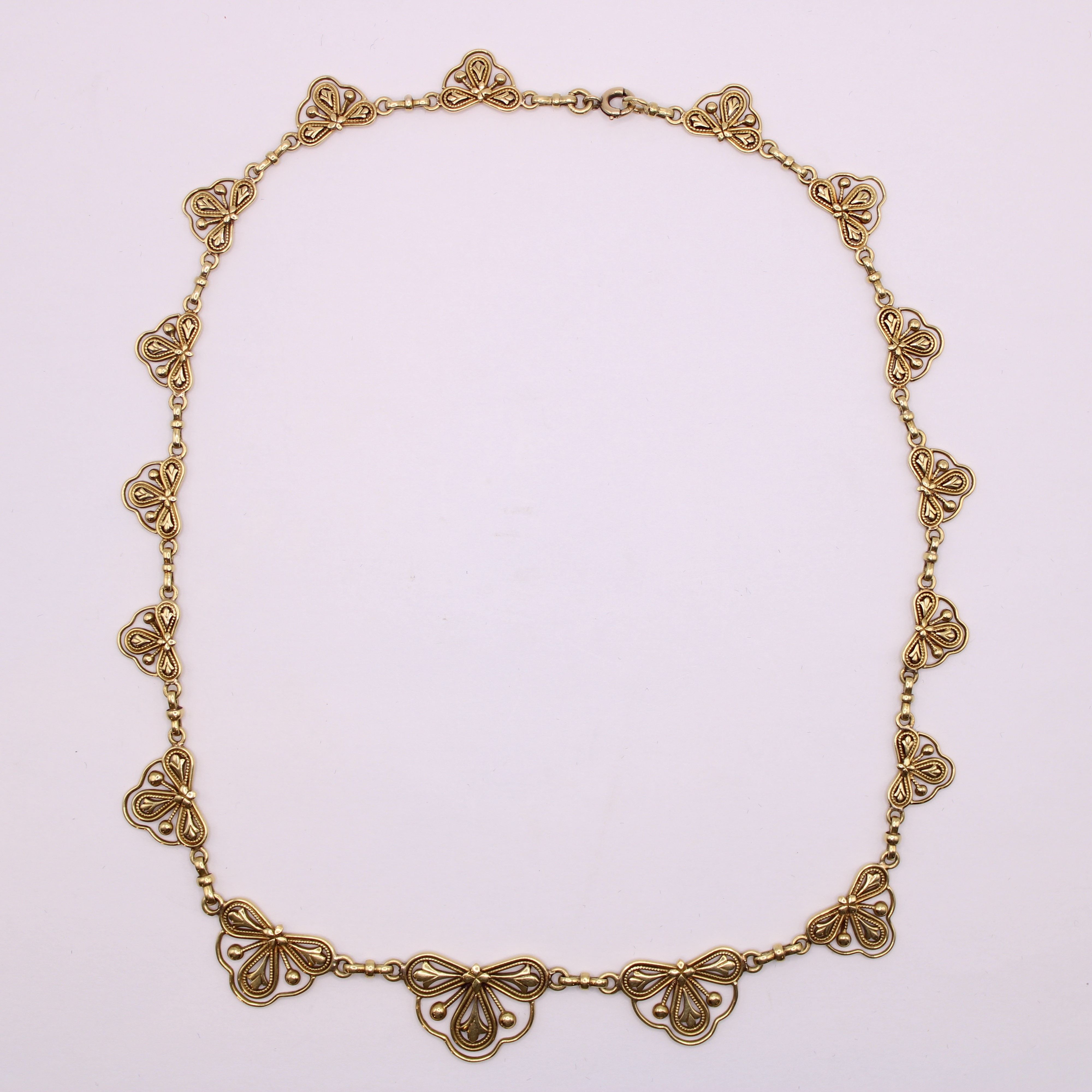 Collier draperie filigrané or jaune Belle époque