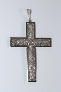 Pendentif Croix En Platine Et Diamants Art Déco