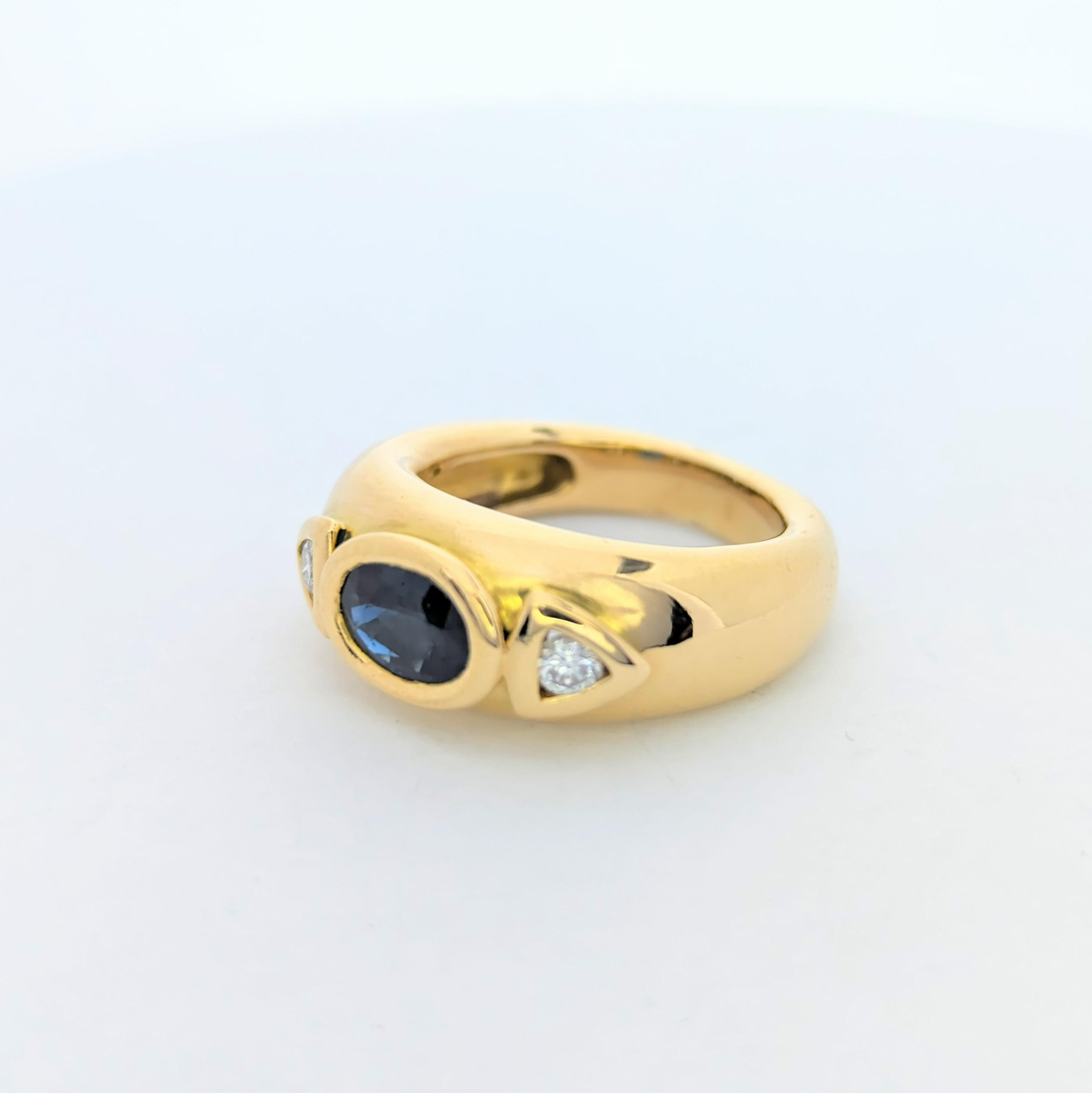Bague en or jaune saphir et diamants