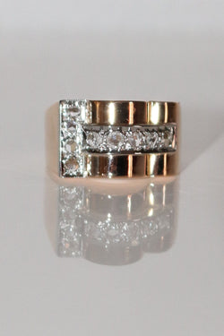 Bague Tank Or Jaune Et Diamants