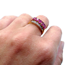 Bague vintage rubis diamants