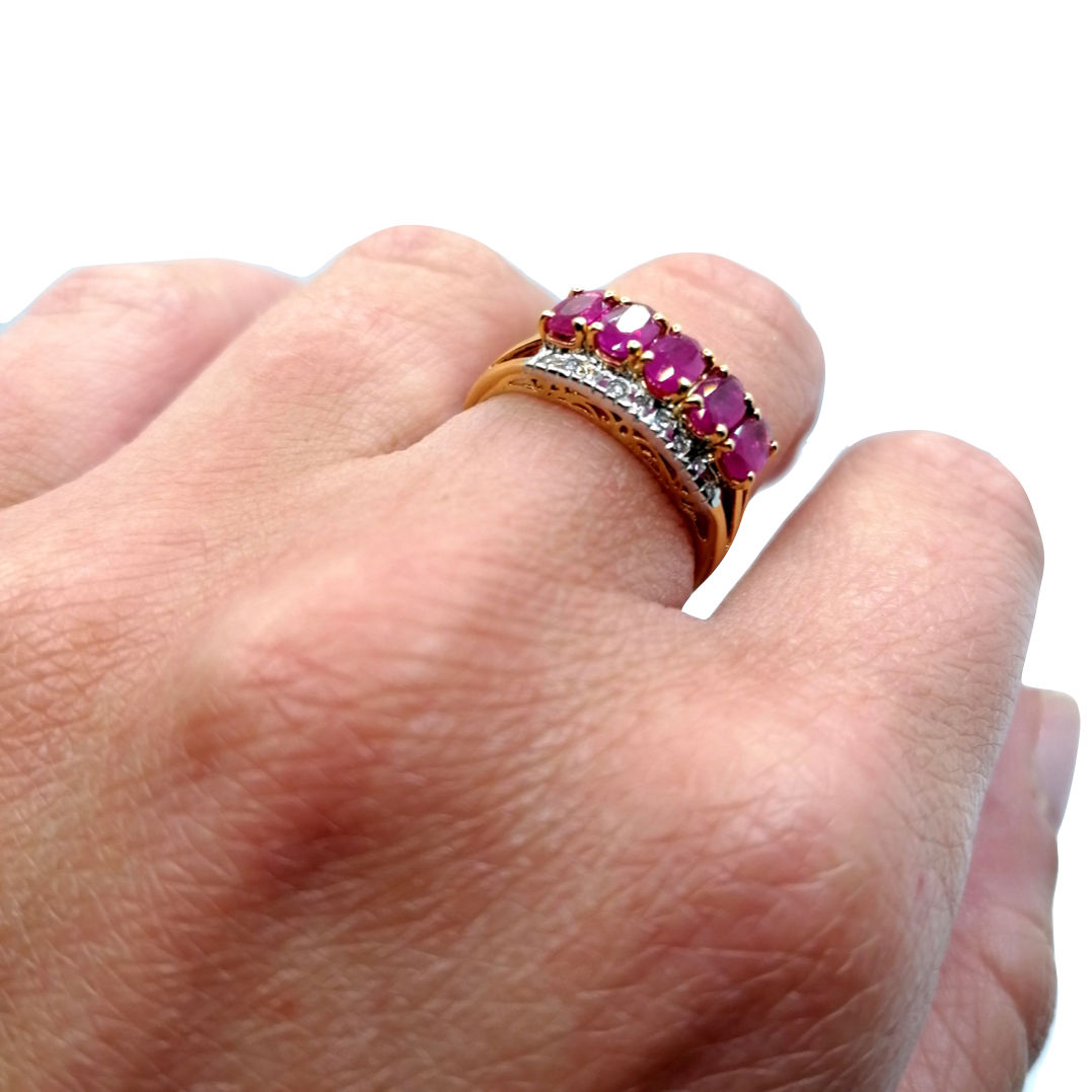 Bague vintage rubis diamants