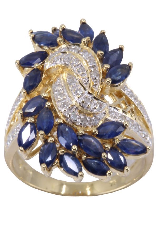 Bague saphirs et diamants en or jaune