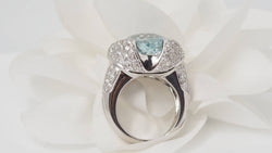 White gold, aquamarine and diamond ring 