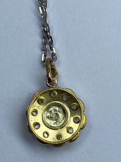 Pendentif chaîne en or 18 carats : fleur en diamants de taille rose