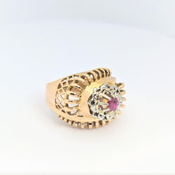 Bague or rose et rubis