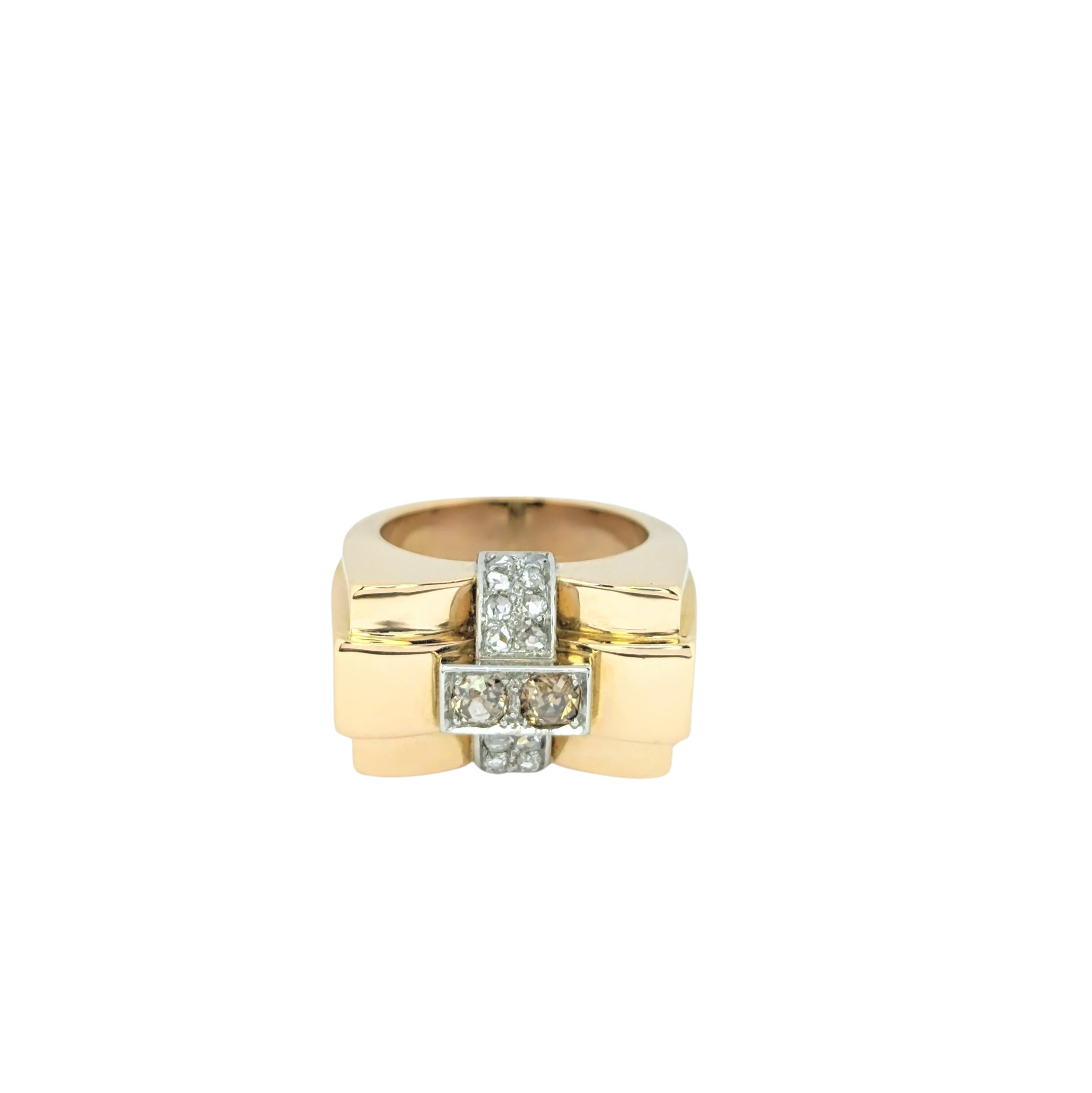 Bague Tank en or jaune et diamants