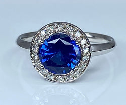 18k White Gold Sapphire and Diamond Engagement Ring