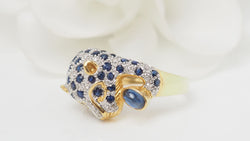 Bague Panthère en or jaune, saphirs et diamants