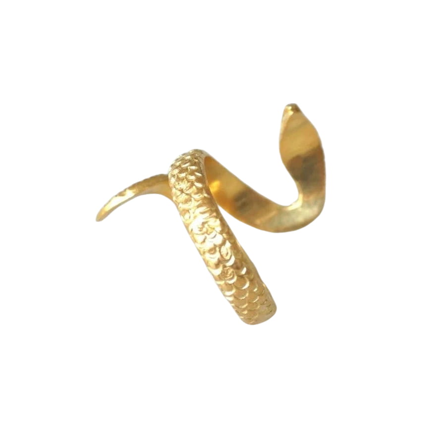 Vintage coiled snake ring in yellow gold