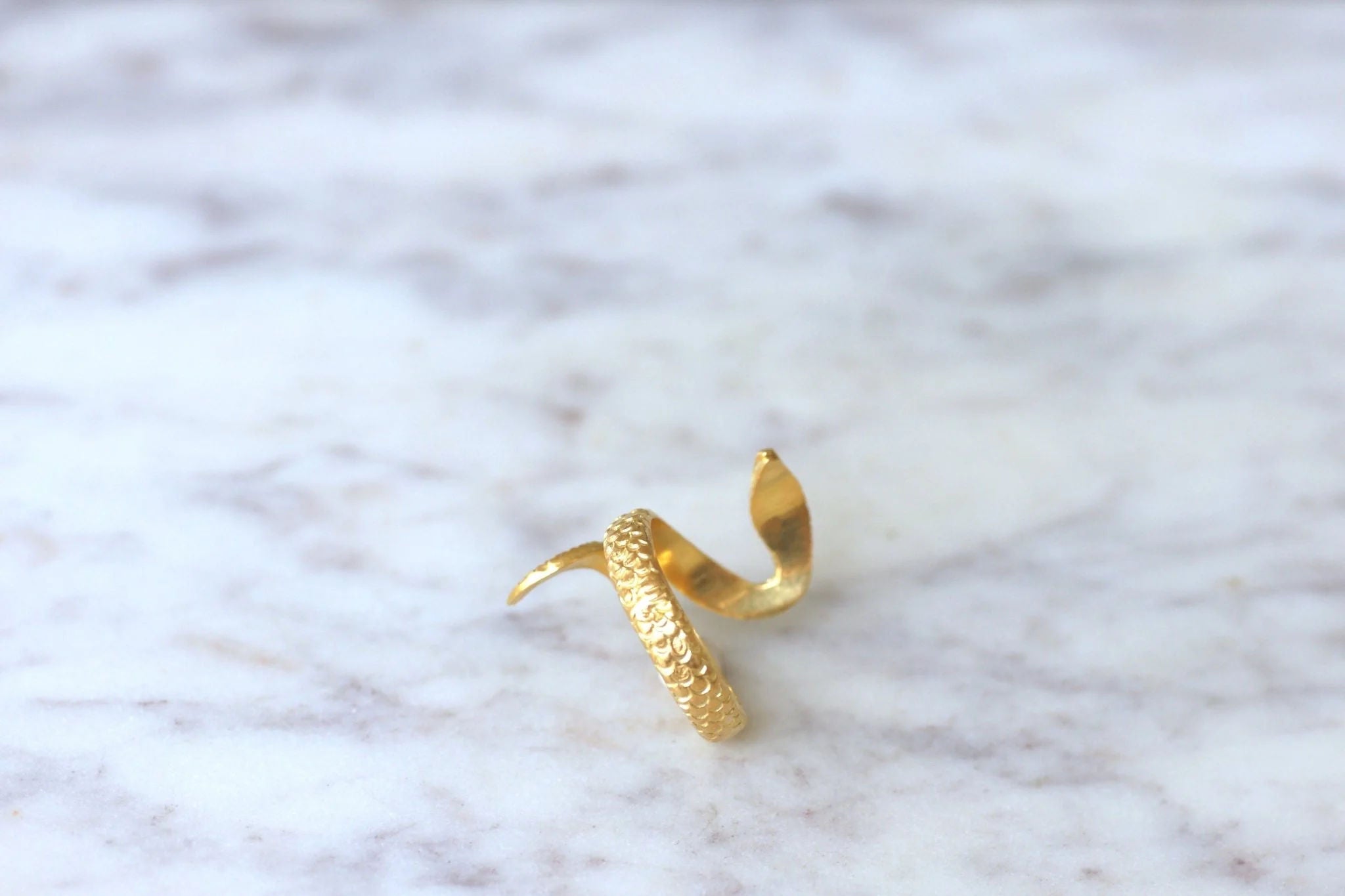 Vintage coiled snake ring in yellow gold
