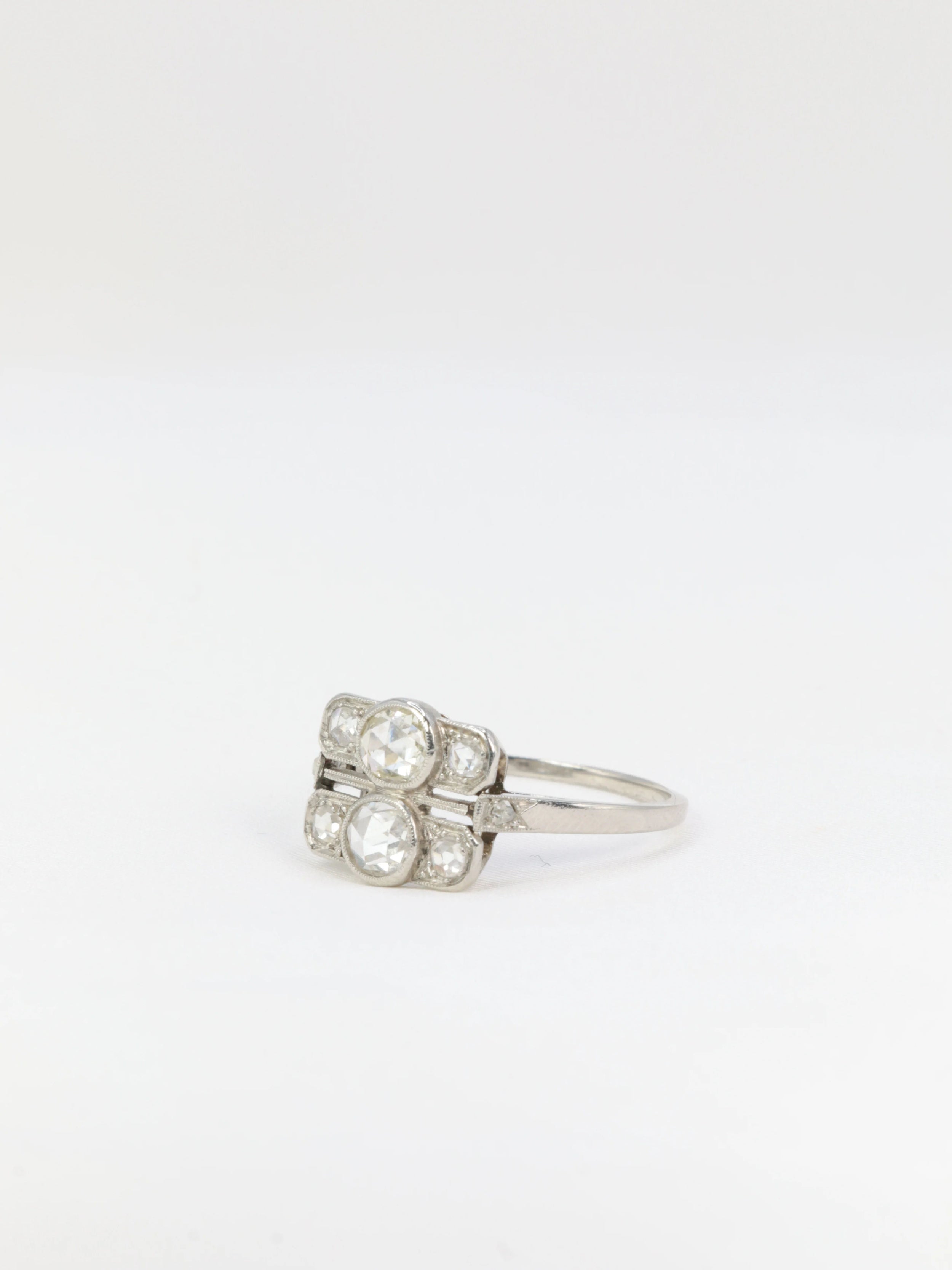 Art Deco Platinum and Rose Cut Diamond Ring