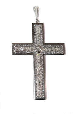 Pendentif Croix En Platine Et Diamants Art Déco