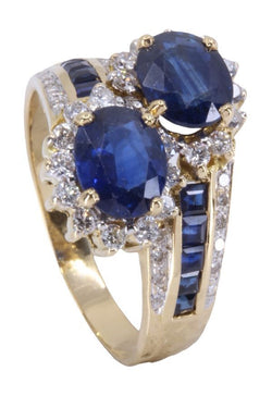 Toi et moi saphirs et diamants en or jaune