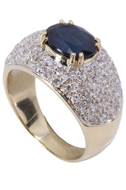 Bague moderne saphir et diamant en or jaune