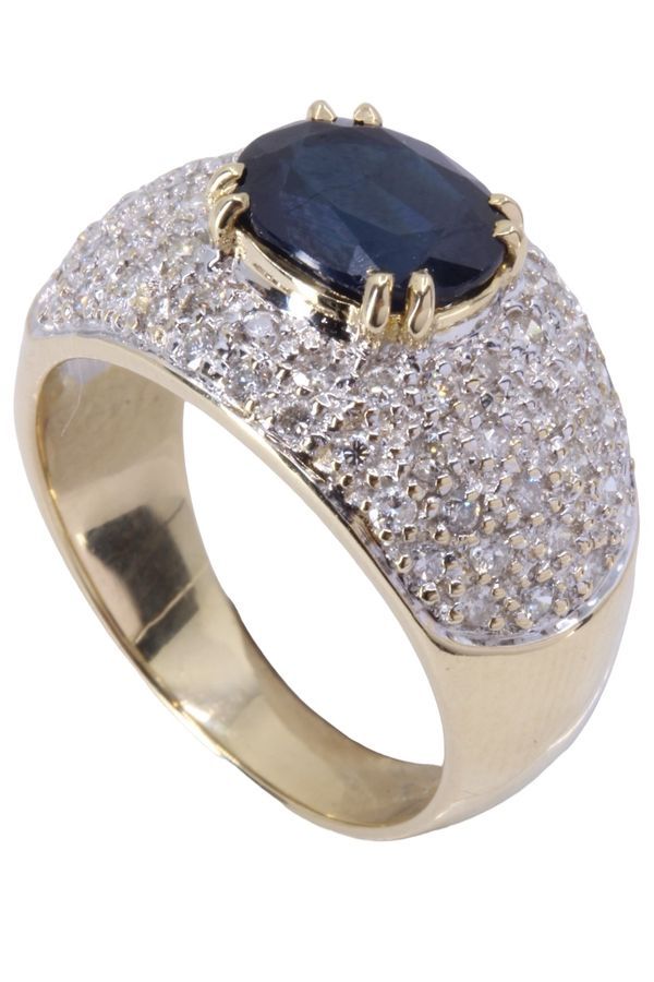 Bague moderne saphir et diamant en or jaune