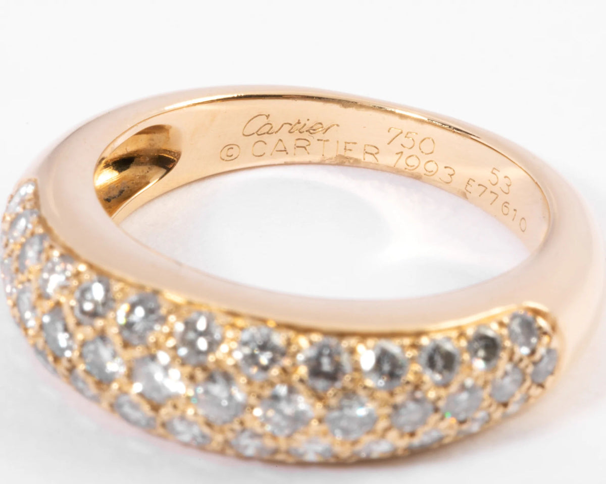 Yellow gold ring paved with diamonds from Cartier