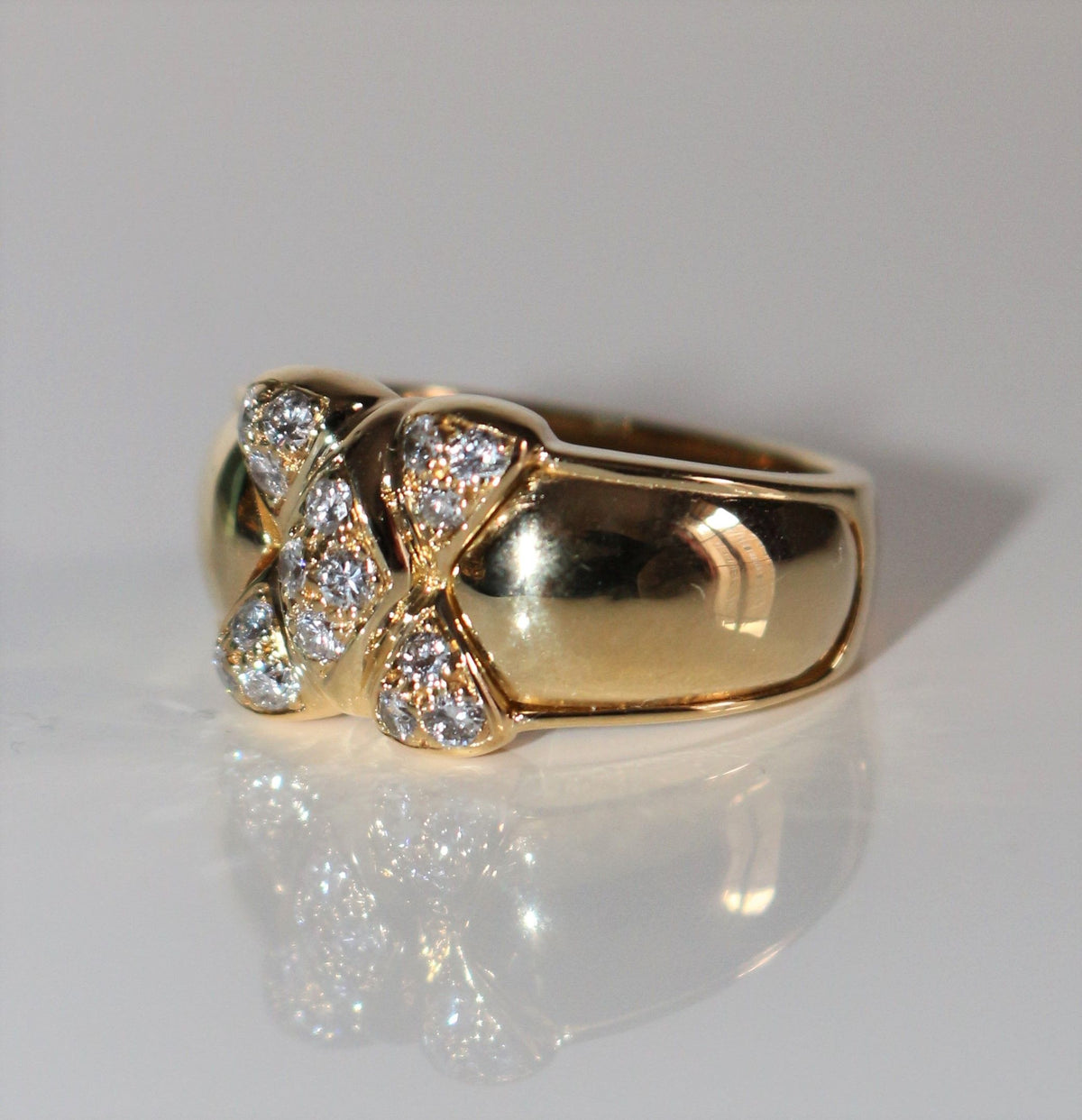 MAUBOUSSIN vintage Harlequin ring yellow gold and diamonds