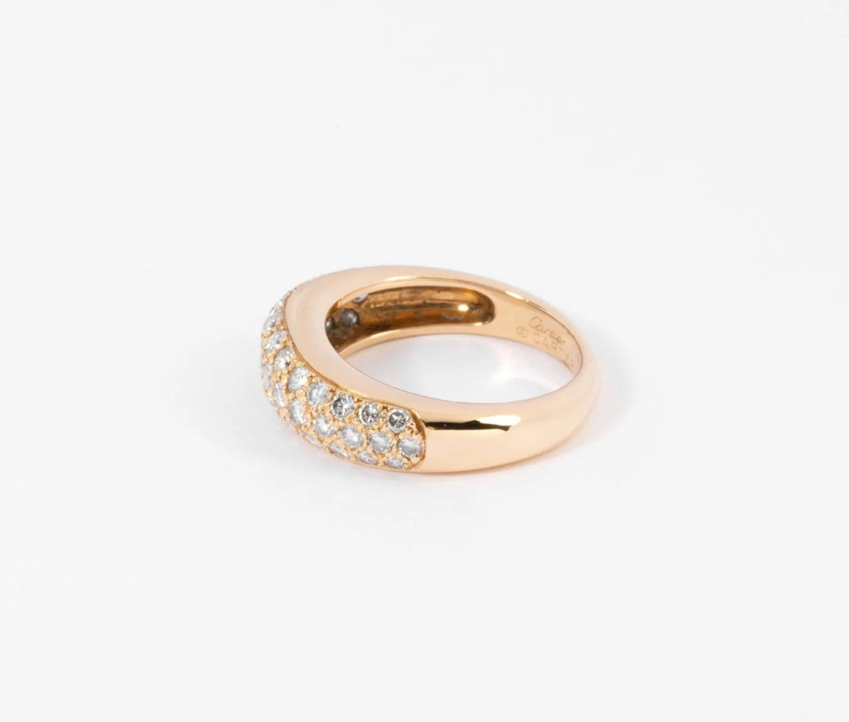 Yellow gold ring paved with diamonds from Cartier