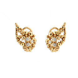 Boucles d'Oreilles Gilbert Albert Raisin Diamants Or Jaune 18 Carats