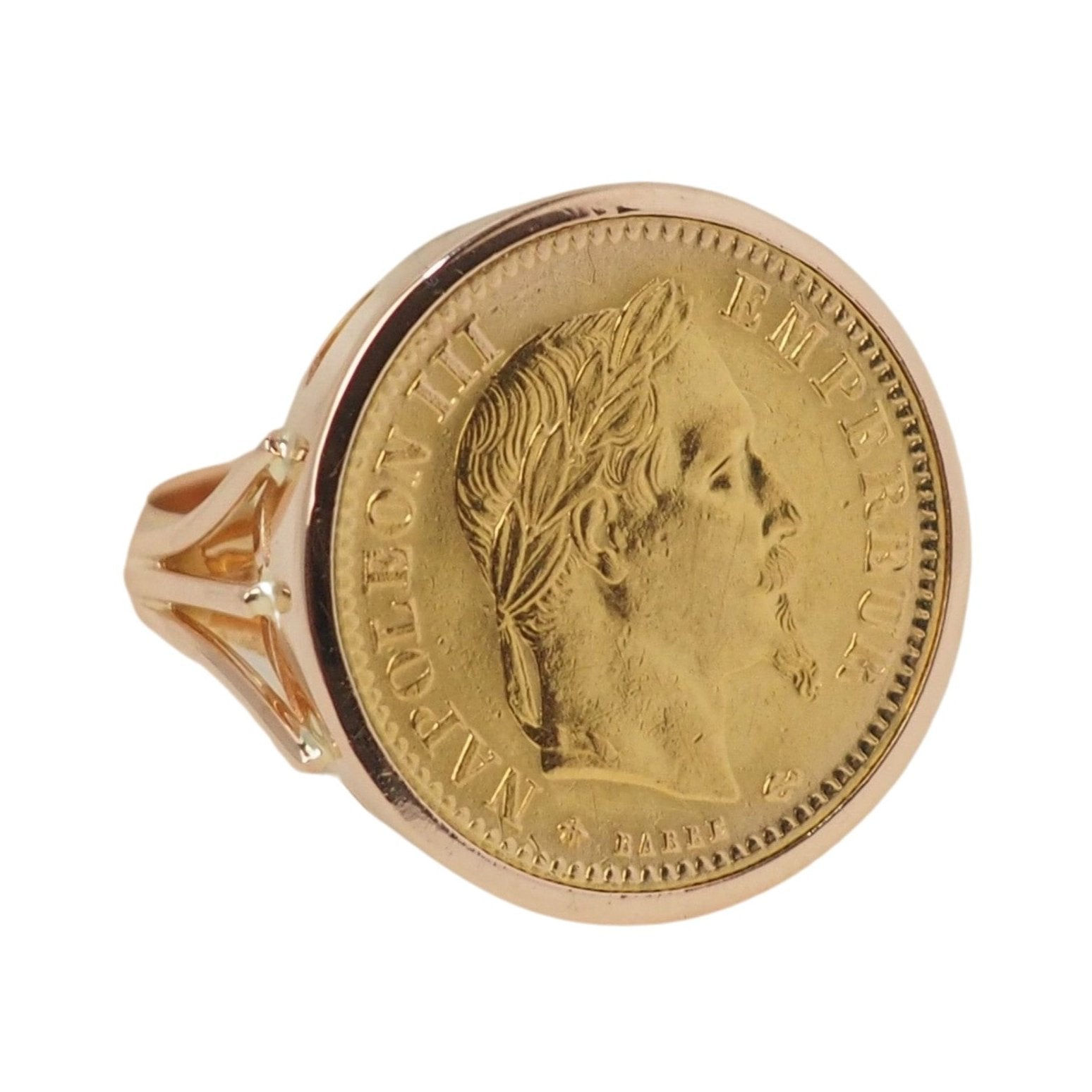 Bague Chevalière Pièce Napoléon III en or jaune