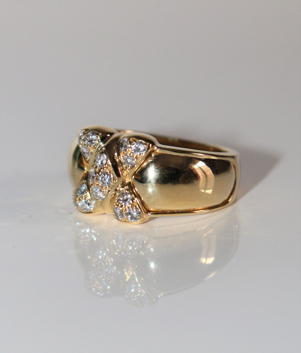 MAUBOUSSIN vintage Harlequin ring yellow gold and diamonds