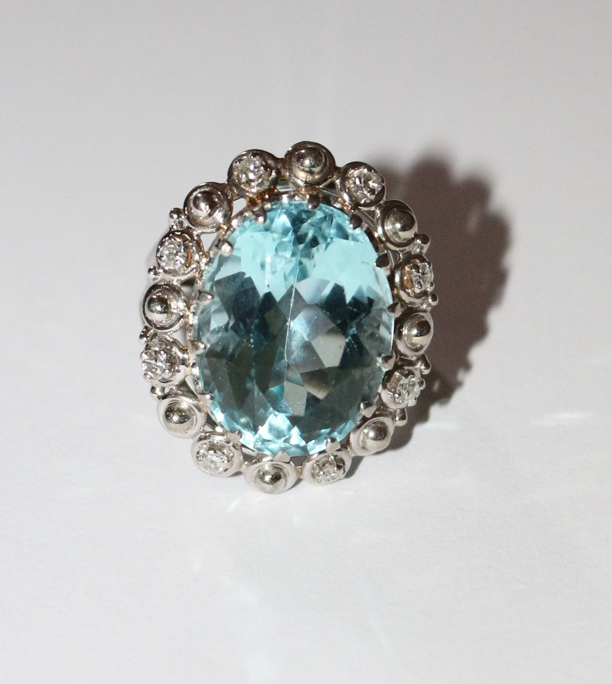 Aquamarine Cocktail Ring White Gold