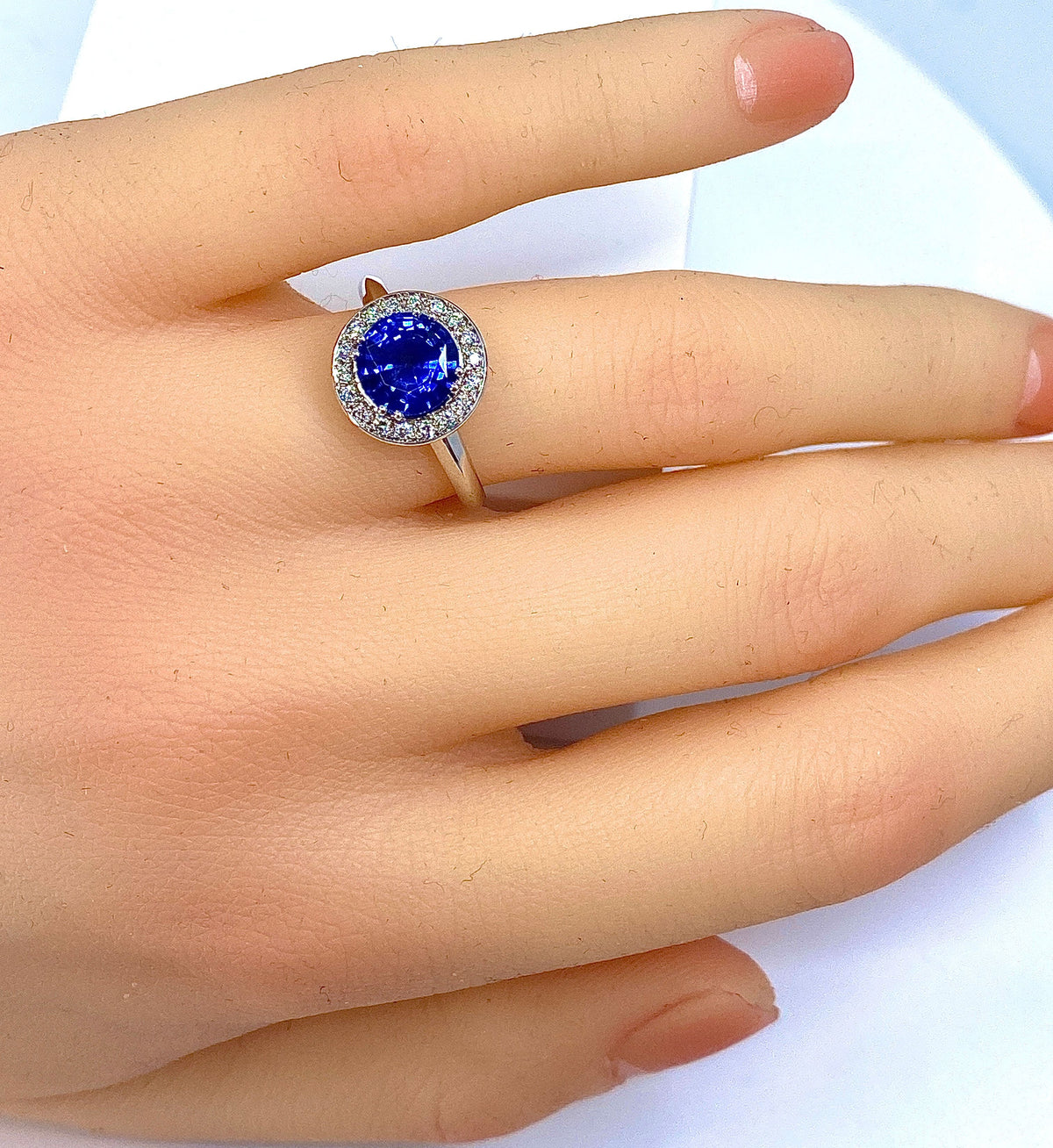 18k White Gold Sapphire and Diamond Engagement Ring