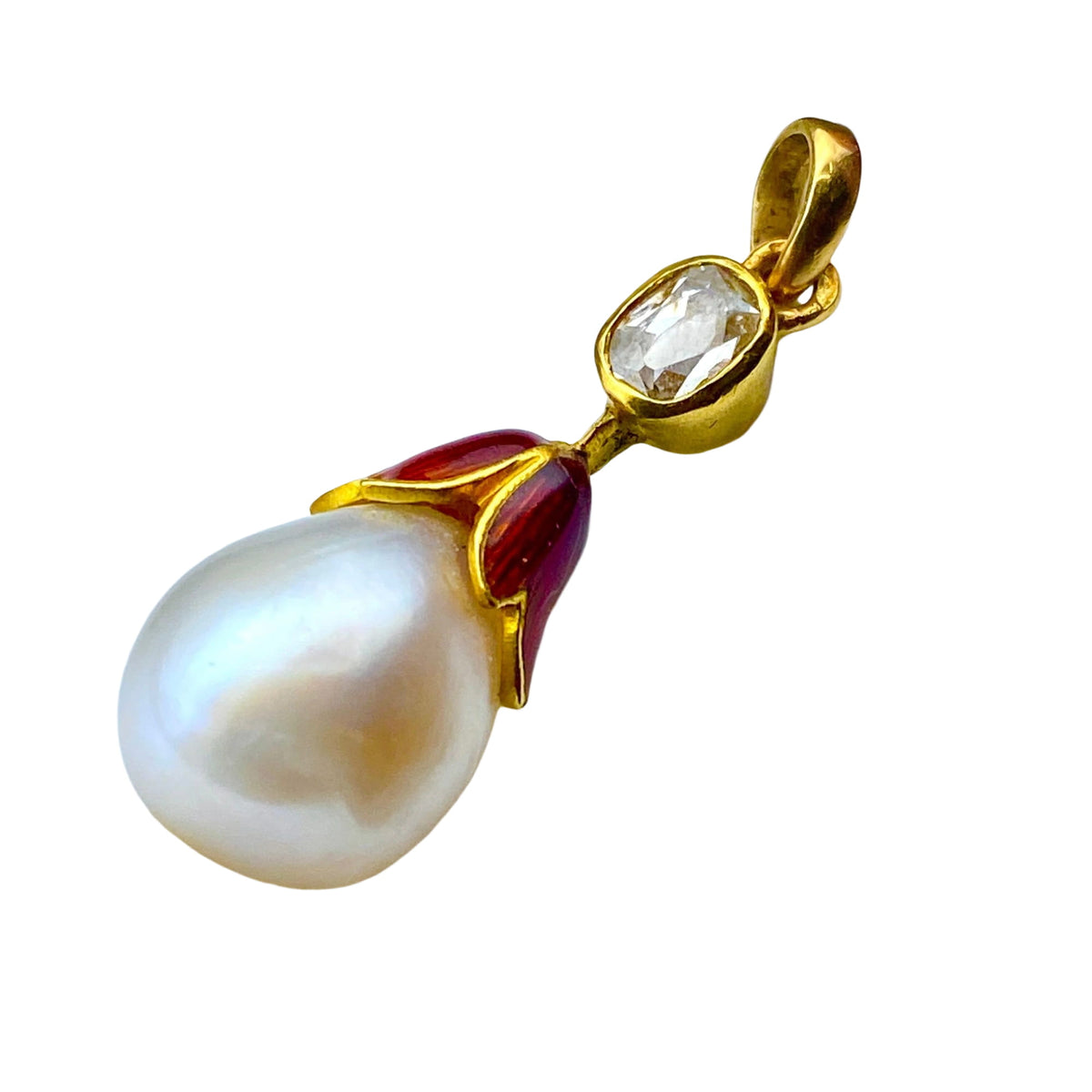 Fine pearl pendant, diamond, gold, period around 1900