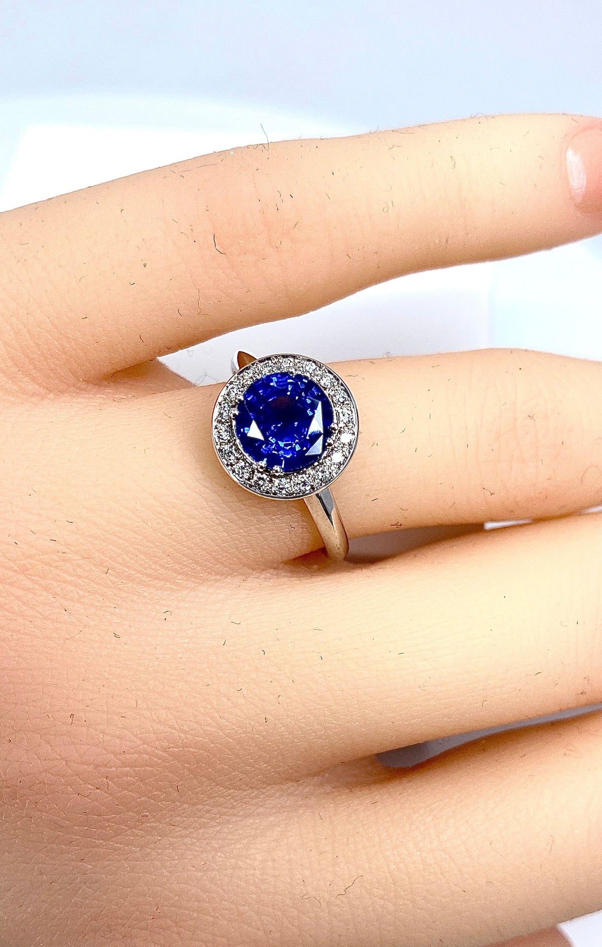18k White Gold Sapphire and Diamond Engagement Ring
