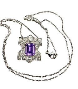 Pendentif en platine : améthyste et diamants