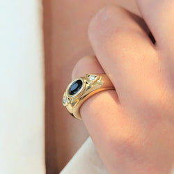 Bague en or jaune saphir et diamants