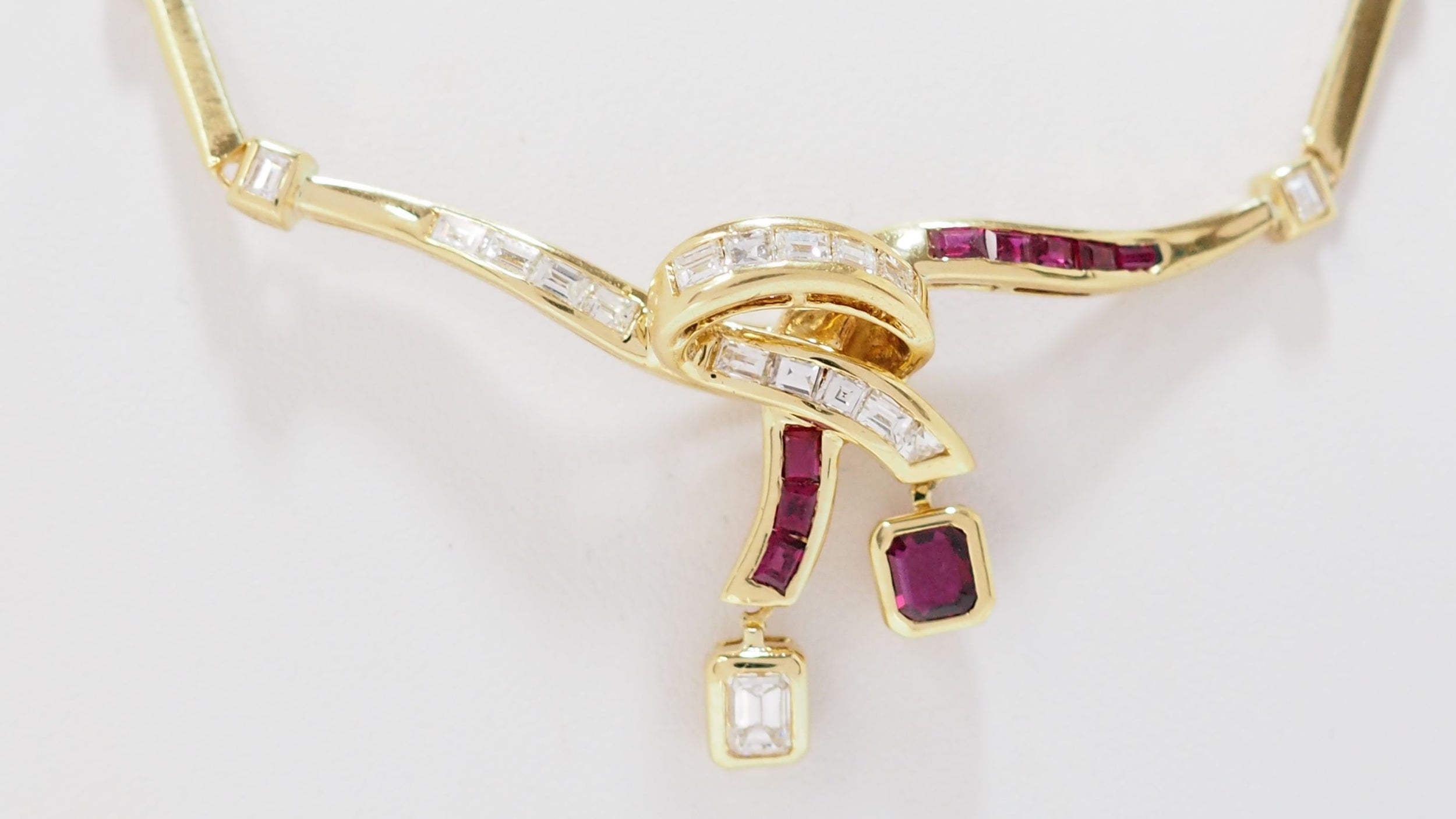 Collier Vintage En Or Jaune, Diamants Et Rubis