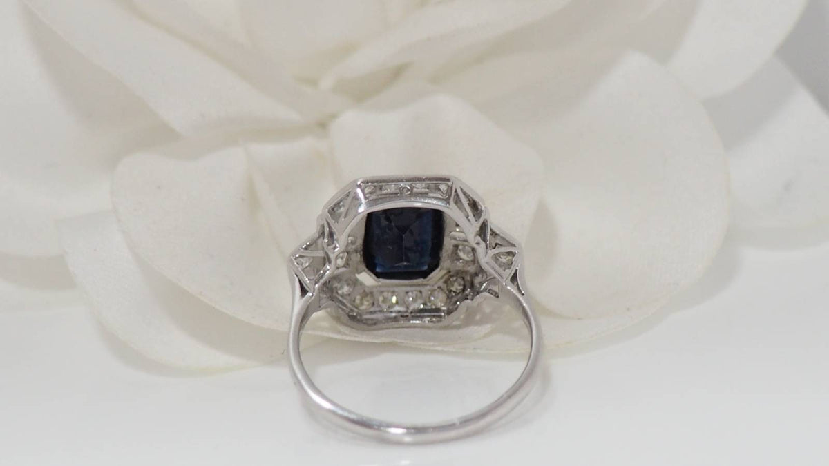Platinum, sapphire and diamond ring 