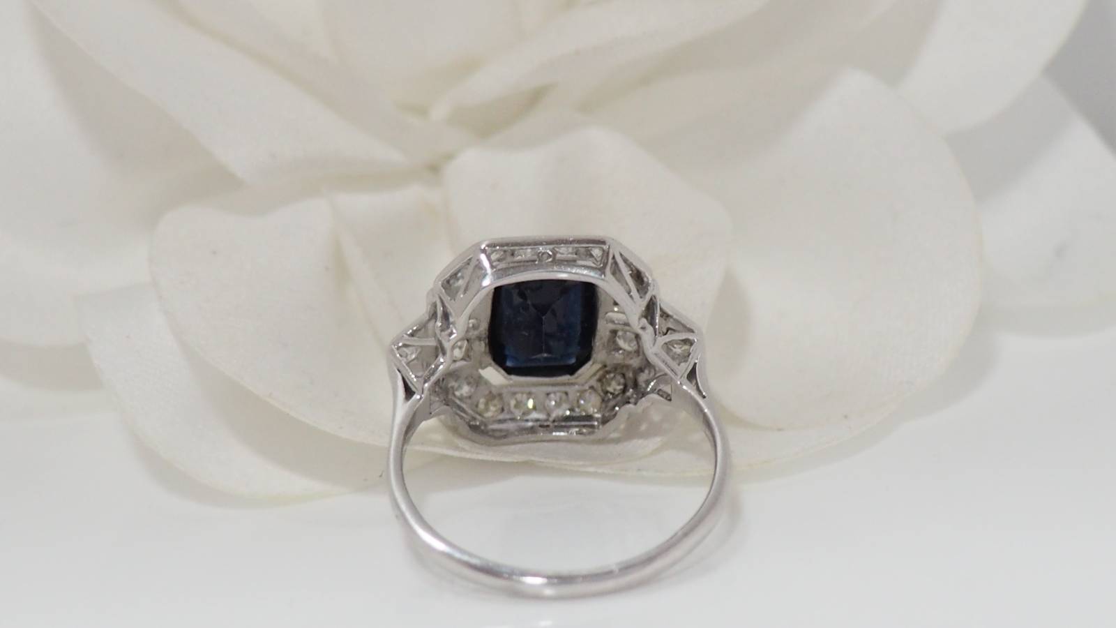 Platinum, sapphire and diamond ring 
