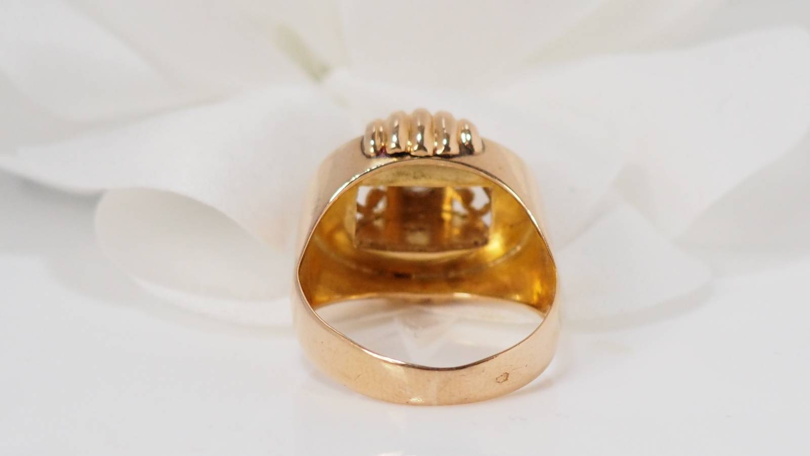 Bague Tank en or rose et diamant