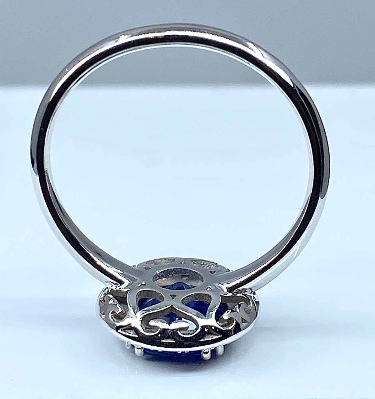 18k White Gold Sapphire and Diamond Engagement Ring