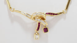 Vintage Necklace In Yellow Gold, Diamonds And Rubies