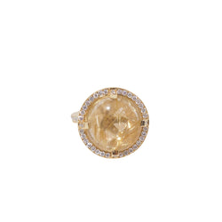Bague CHAUMET Attrape Moi Galet en or jaune, Quartz rutile et diamants