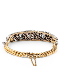 Curb bracelet in yellow gold, silver and diamonds