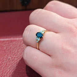 Bague en or jaune diamants et saphir