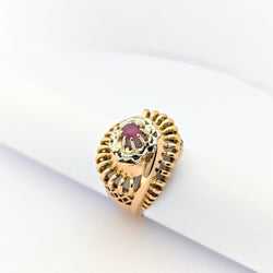Bague or rose et rubis