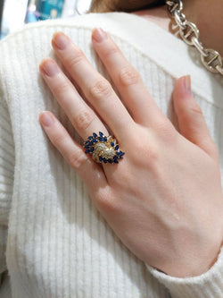 Bague saphirs et diamants en or jaune
