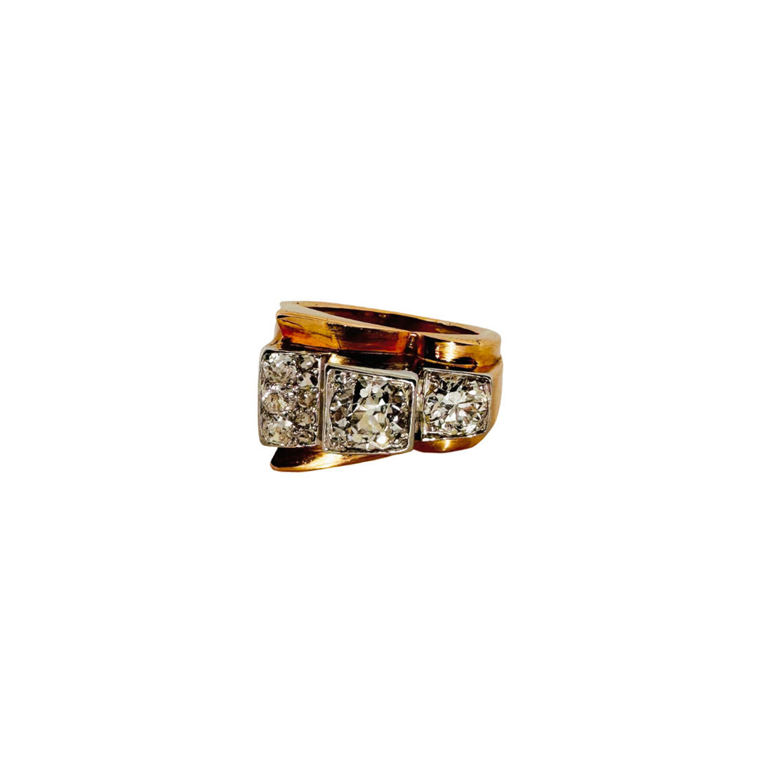 BAGUE TANK OR & DIAMANTS