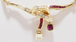 Collier Vintage En Or Jaune, Diamants Et Rubis