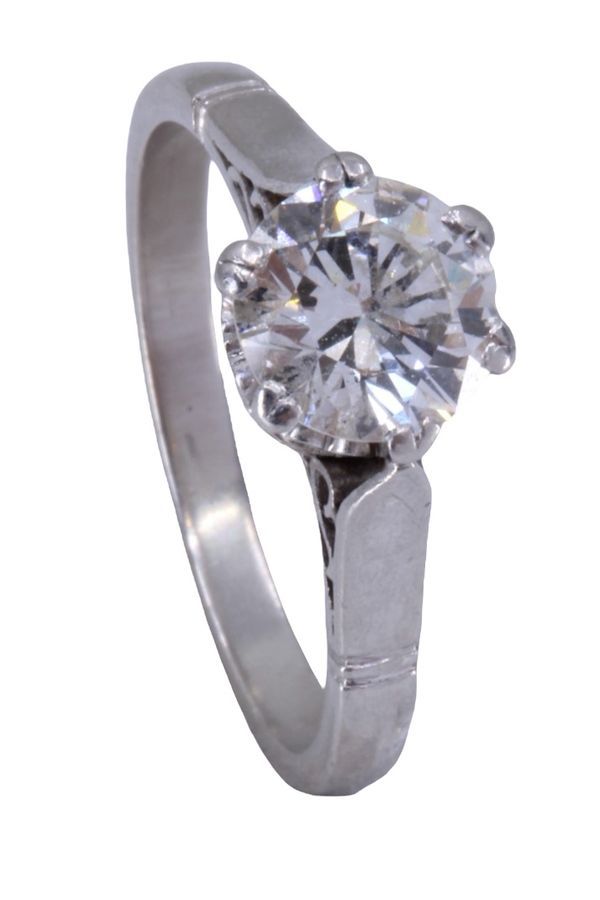 Solitaire ancien diamant 1.20 carat en platine