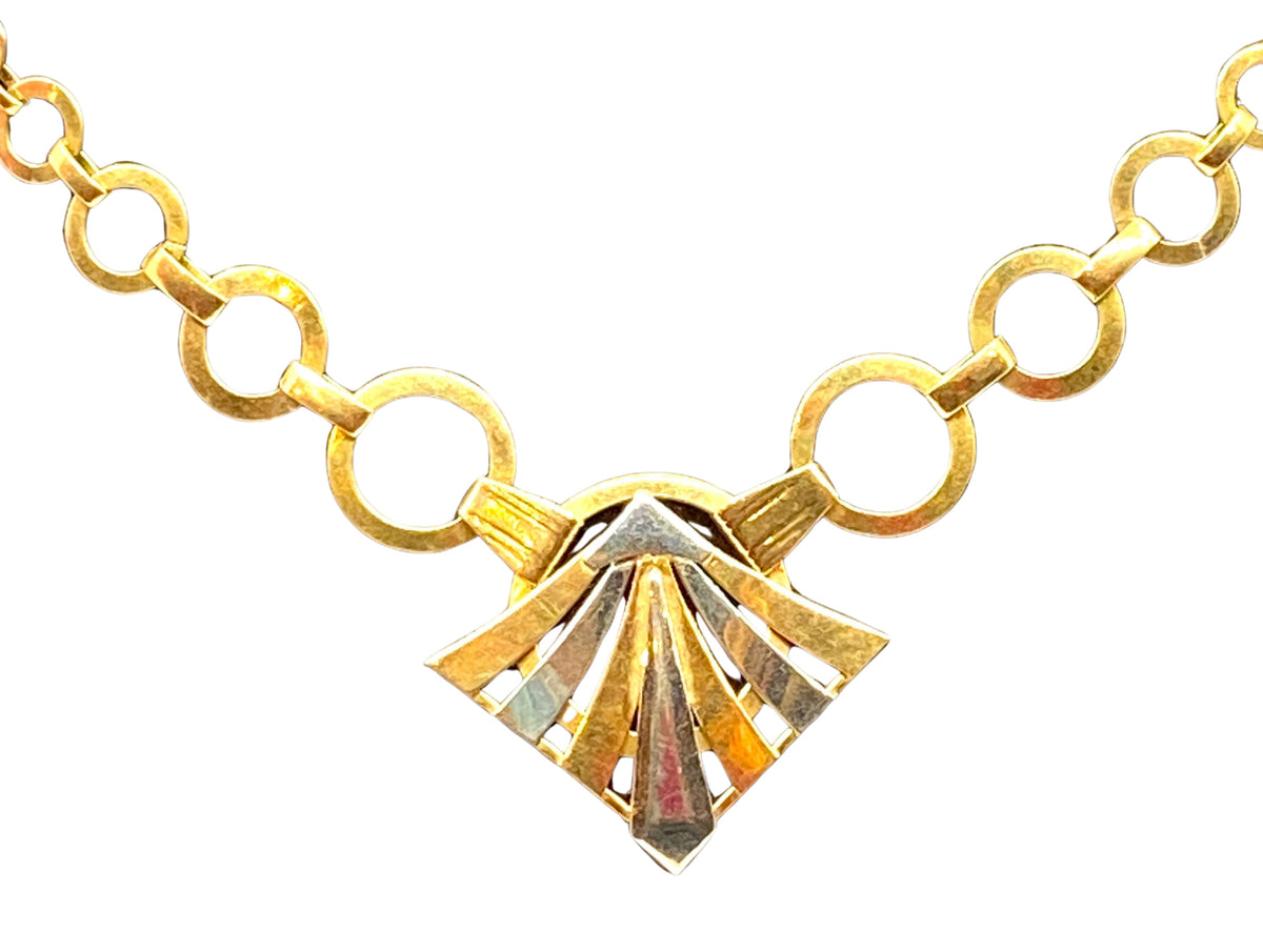 18-carat gold necklace with geometric decoration, Art Deco period