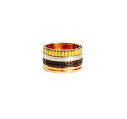 Bague BOUCHERON Quatre Classic grand modèle en or jaune, or rose, or blanc et PVD marron (taille 54)