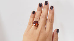 Vintage rose gold and orange sapphire ring 