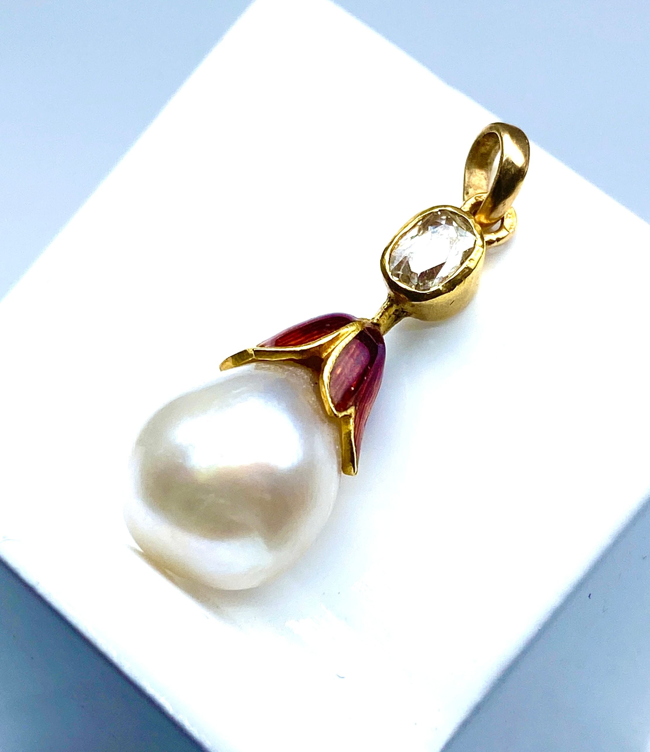 Pendentif perle fine , diamant ,or ,époque vers 1900